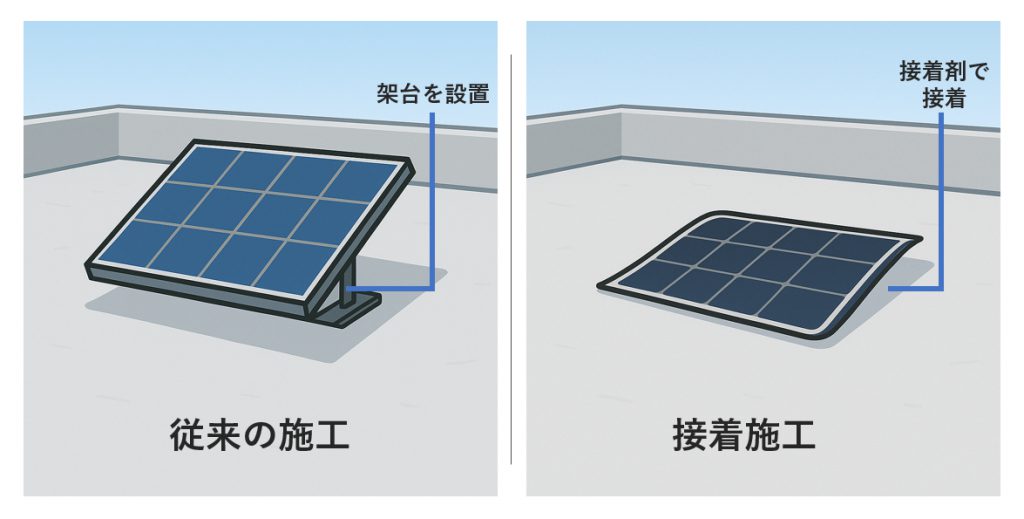 接着施工と従来施工について